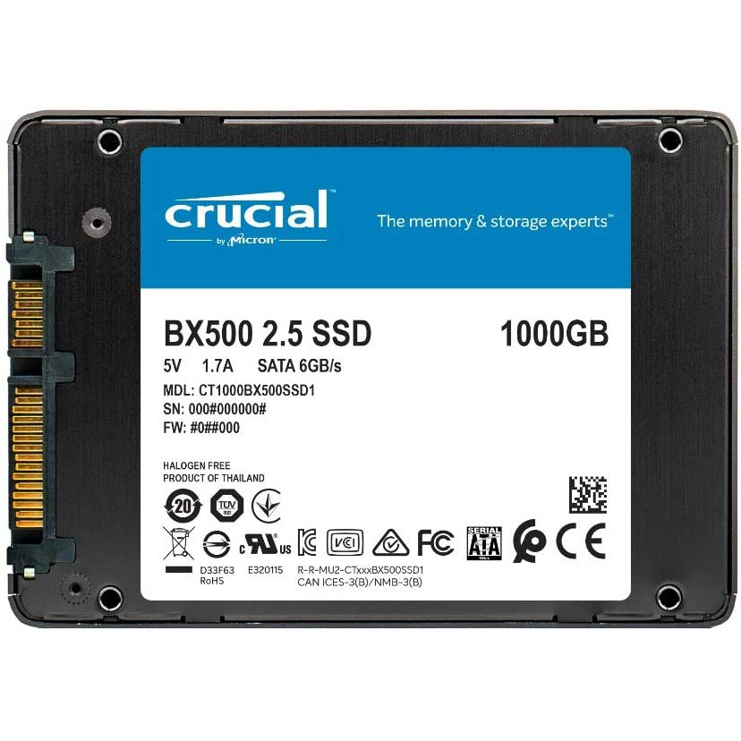 Crucial / CT1000BX500SSD1 - (SSD) Solid State Drive Crucial BX500 2.5“ 1TB SATA III 3D NAND Promoção!