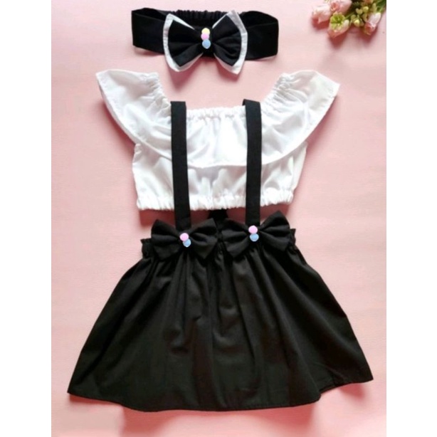 conjunto saia com suspensório/ salopete menina