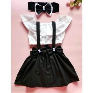 conjunto saia com suspensório/ salopete menina
