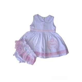 Kit Vestido Infantil Feminino 2 Peças Alta Qualidade Batinha com Calcinha para Bebe 0 a 4 meses
