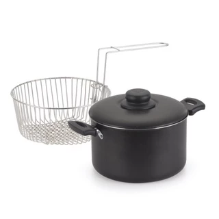 Panela Preto Antiaderente Fritadeira Com Cesto Telado 20 Cm