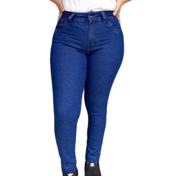 Calça Jeans Feminina Skinny Cintura Alta Clara c/ Elastano Moda Feminina