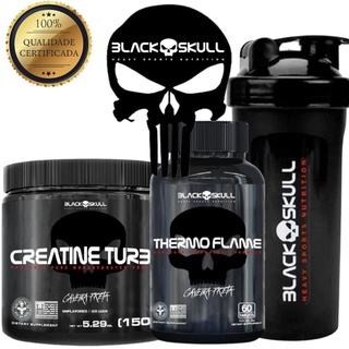 kit Black skull creatina termogenico e coqueteleira