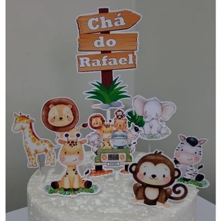 Topo de bolo personalizado para chá de bebê / aniversário ou mesversario Tema Safari / Toppers de bolo/ Decoração / Festa em casa