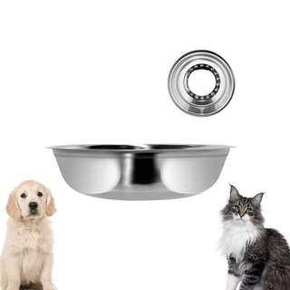 Pote Comedouro Pet Cao e Gato Tigela Redonda Inox 23,5 x 8 cm