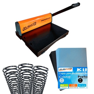 Kit Encadernação Encadernadora PMX-15 + 100 Capas e Espirais