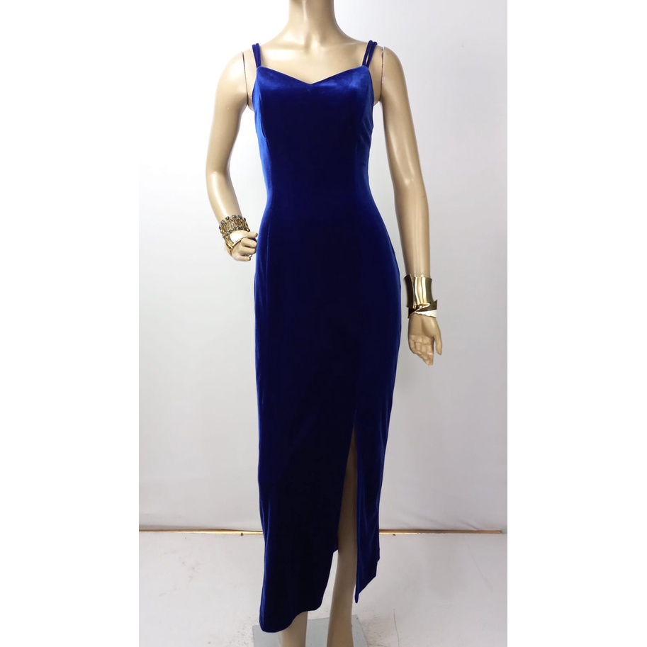 Vestido de veludo azul hot sale marinho