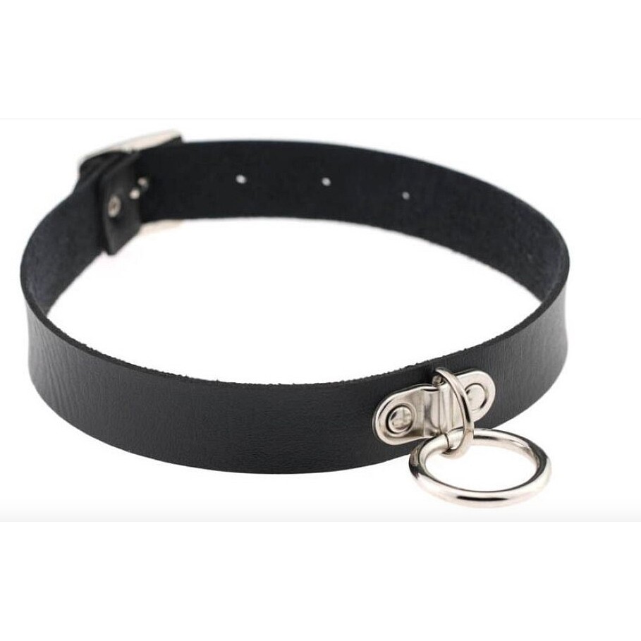 Gargantilha De Couro Ecológico Feminina Argola Choker BDSM Gótico ...