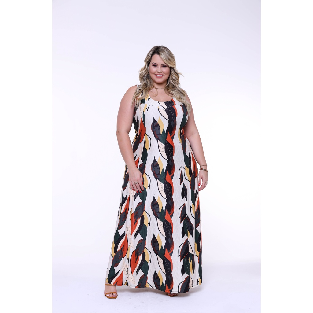 Vestido longo Plus Size roupa feminina tamanho grande