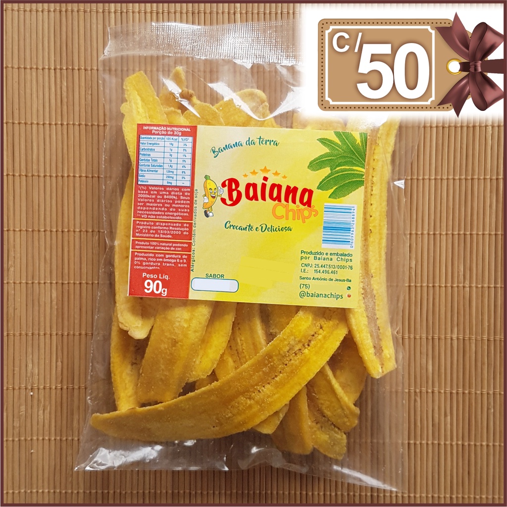 Banana Chips Kit 50 und Crocante, 50x90g, Sabores, Baiana Chips, Corte ...