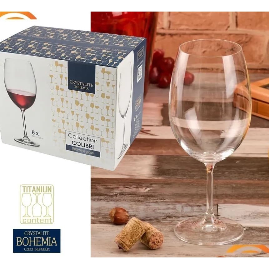 Jogo 06 Taças Vinho Tinto Cristal Gastro Colibri 580ml Bohemia