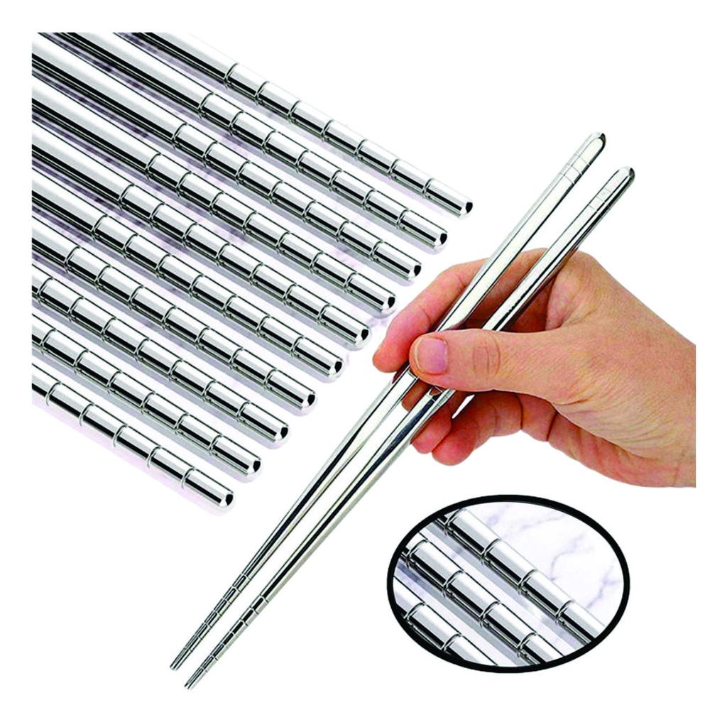 Kit 2 pares Hashi Palitinho De Aço Inoxidável Hashi Comida Japonesa Coreana pauzinho japonês