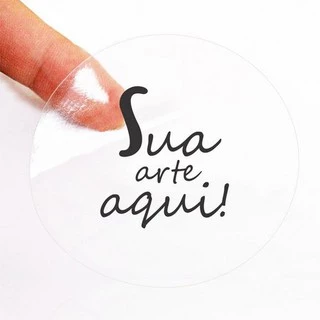 Adesivo vinil transparente personalizado - 50 unidades
