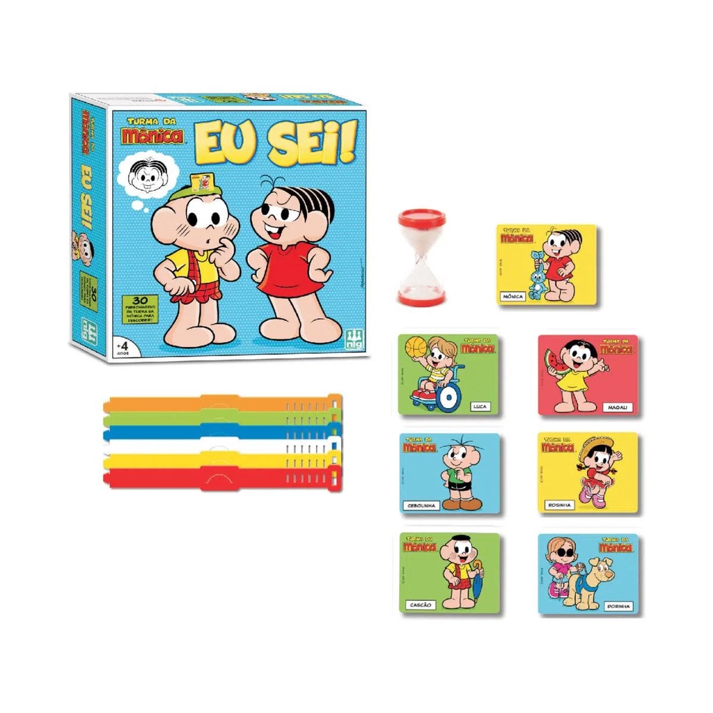 Jogo Infantil Eu Sei Turma Da Mônica Com 6 Cintas De EVA E 30 Personagens Para Descobrir + 1 Ampulheta - Nig Brinquedos 0767