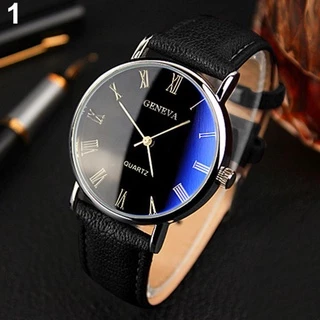 Relógio De Homem/Bracelete De Couro Com numeral Romano
