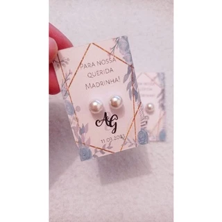 10 pares de Brincos com tag personalizada madrinhas de casamento