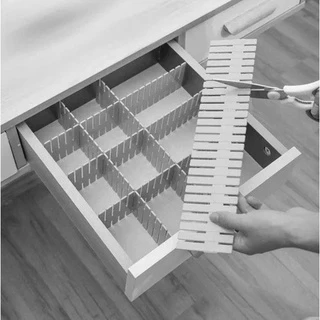 Kit Organizador Divisor de Gavetas Ajustável de Plástico 32x7cm 4 Peças