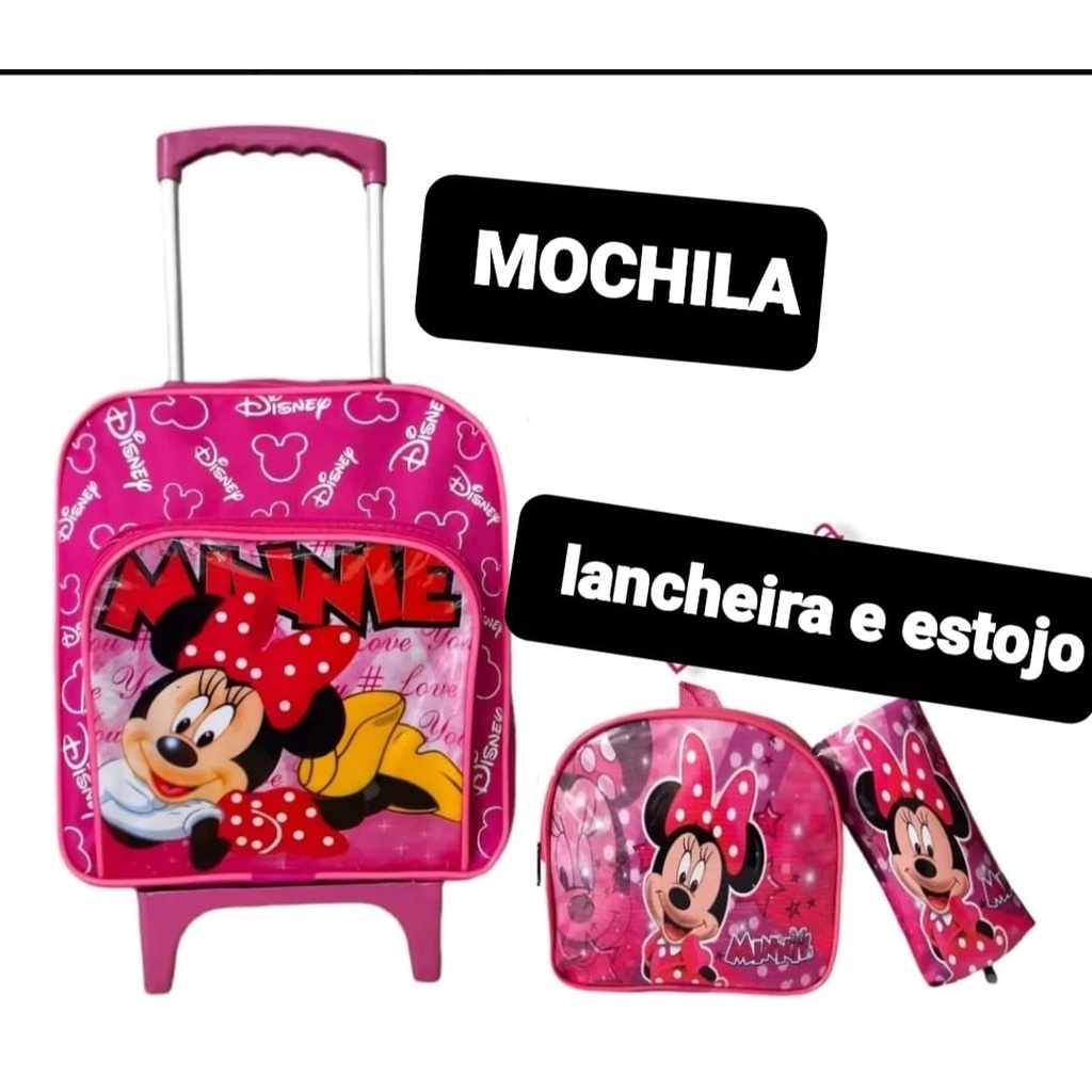 Kit Mochila Infantil Rodinha Escolar 3 Peças - Até 4 Anos