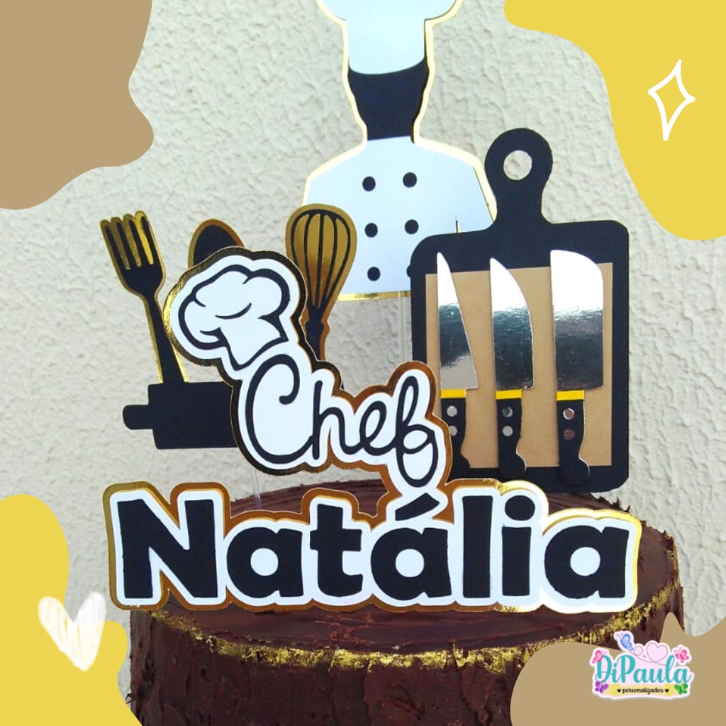 Topper de bolo chefe de cozinha  Produtos Personalizados no Elo7