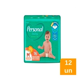 Fralda Personal Soft e Protect Jumbo Tamanho M 12 Pacotes com 16 Unidades