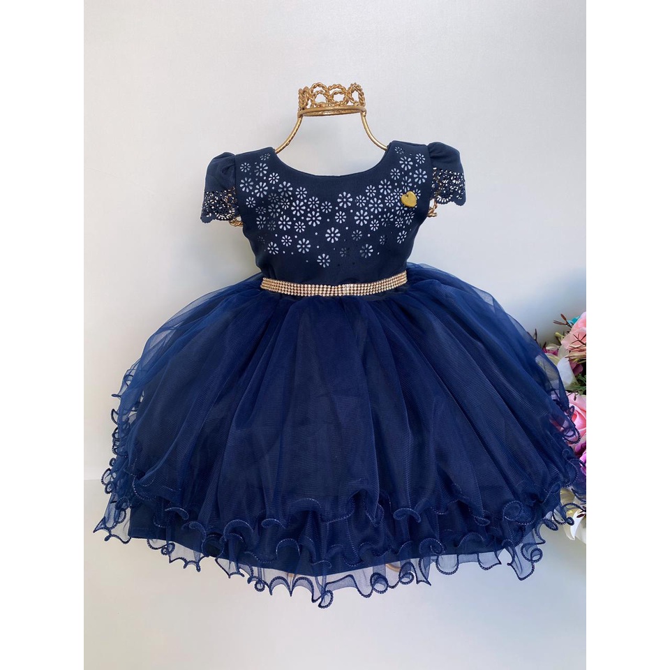 Vestido de hot sale bebe azul marinho