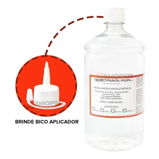 ALCOOL ISOPROPILICO 99,8% 1 Litro c/ bico Aplicador - Eletrônica System