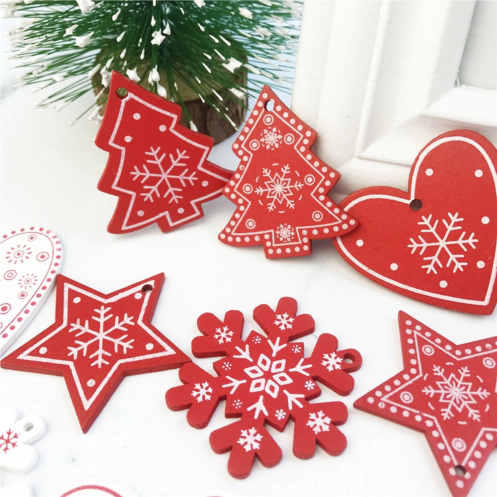 12 Pçs Ornamento Para Árvore De Natal De Madeira Natural De Ano Novo ...
