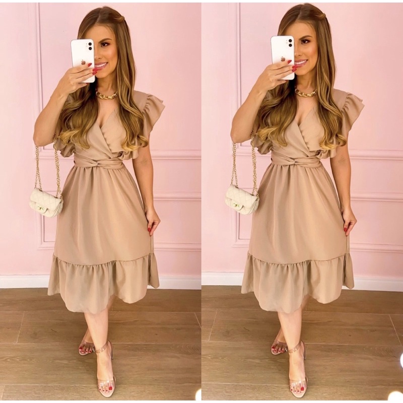 VESTIDO FEMININO NATAL ANO NOVO NUDE OU PRETO MODA BLOGUEIRA