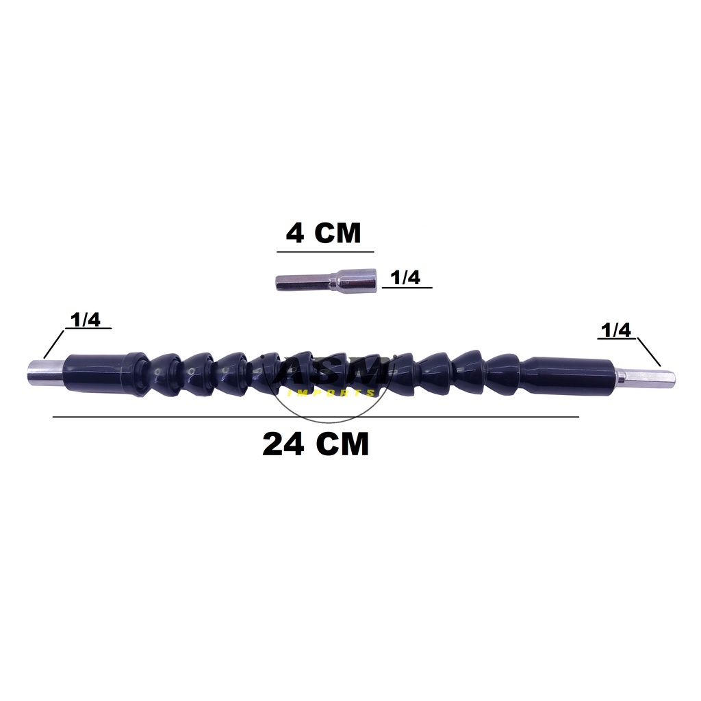 Kit 21 pcs Jogo Bits chave canhão + Extensão Extensor Flexivel 1/4