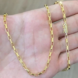 Corrente Masculina De Ouro Carrier Cubinho 70Cm Banhada a Ouro 24k Cordão Masculino Tijolinho em Oferta na Shopee