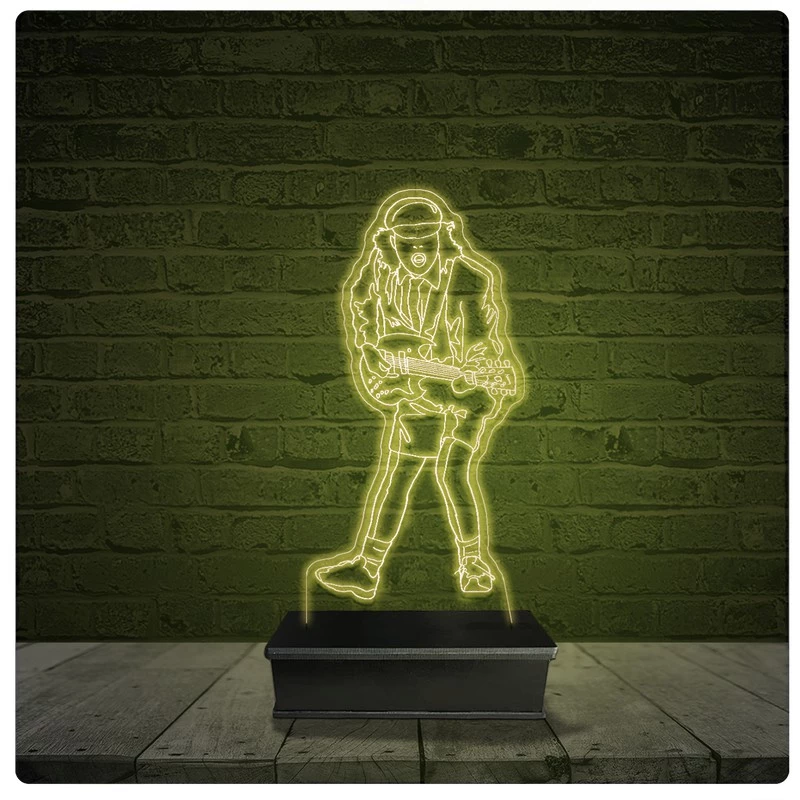 Led Luminária Acrílico Abajur - Angus Young AC/DC Banda 10