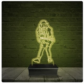 Led Luminária Acrílico Abajur - Angus Young AC/DC Banda 10