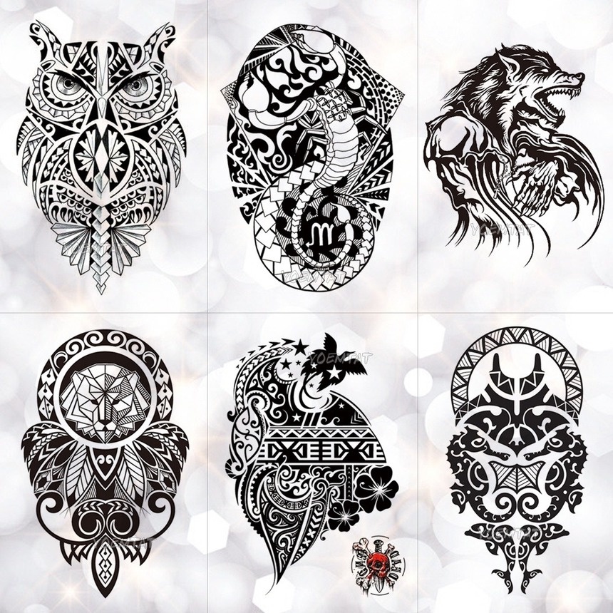 Mão falsa ombro tatuagem manga transferência do corpo tatuagens maori totem  indiano tribal demônio flash transferência tatto manga masculina -  AliExpress