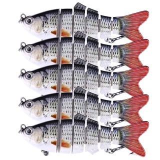 Kit 5 Isca Articulada Swimbait 6 Segmentos Artificial Vida 10cm 18g