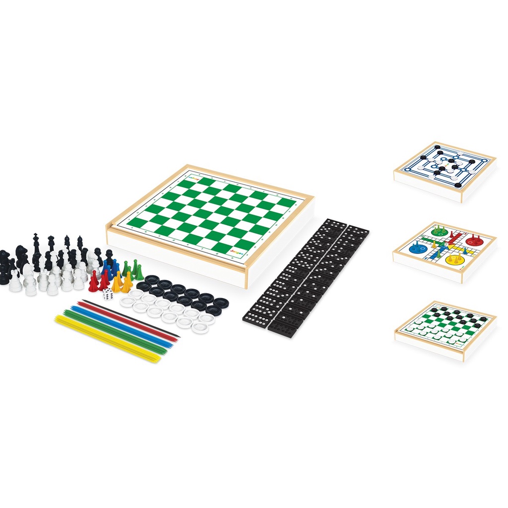 Jogo tabuleiro 6x1 xadrez damas trilha ludo domino varetas jungee