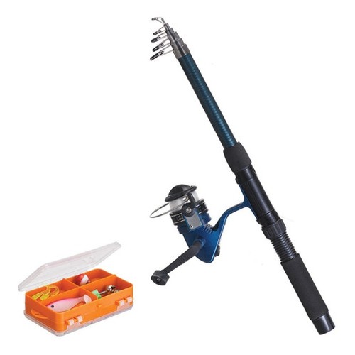 Kit Pesca Molinete Vara 2m Isca Anzól Chumbada Linha + Bolsa