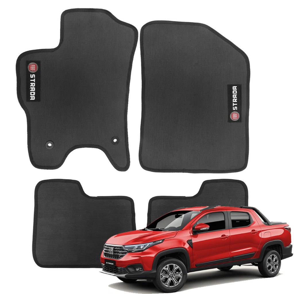 Tapete Borracha PVC Fiat Strada Cabine Dupla 2021 (04 Peças) Novidade