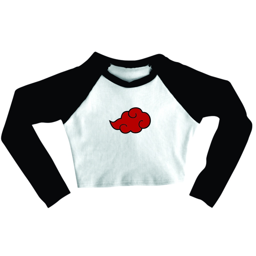 Cropped Camiseta Feminino Akatsuki Naruto Aldeias Nuvem Top!