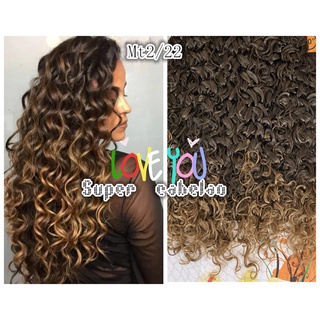 7 kits MT2/22C - Cabelo tic tac cacheado afro crespo partes morena iluminada castanho medio dourado