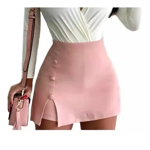 Short Saia Bengaline Com Botões Lateral E Abertura Shopee Brasil