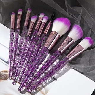 Kit 10 Pincéis Unicórnio Com Estojo Lindo Maquiagem Para Base Blush E Sombra De Olhos Cerdas Macias