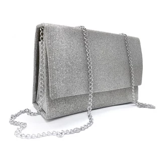 Bolsa Bolsinha Pequena Feminina De Mão Couro Beleza Moda Prata Brilhante