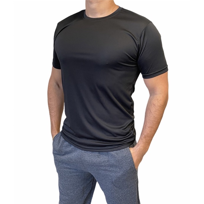 Camiseta Esportiva Dry Fit Masculina Preta Básica Malha Fria Furadinha Ideal P/ Academia Treino Corrida