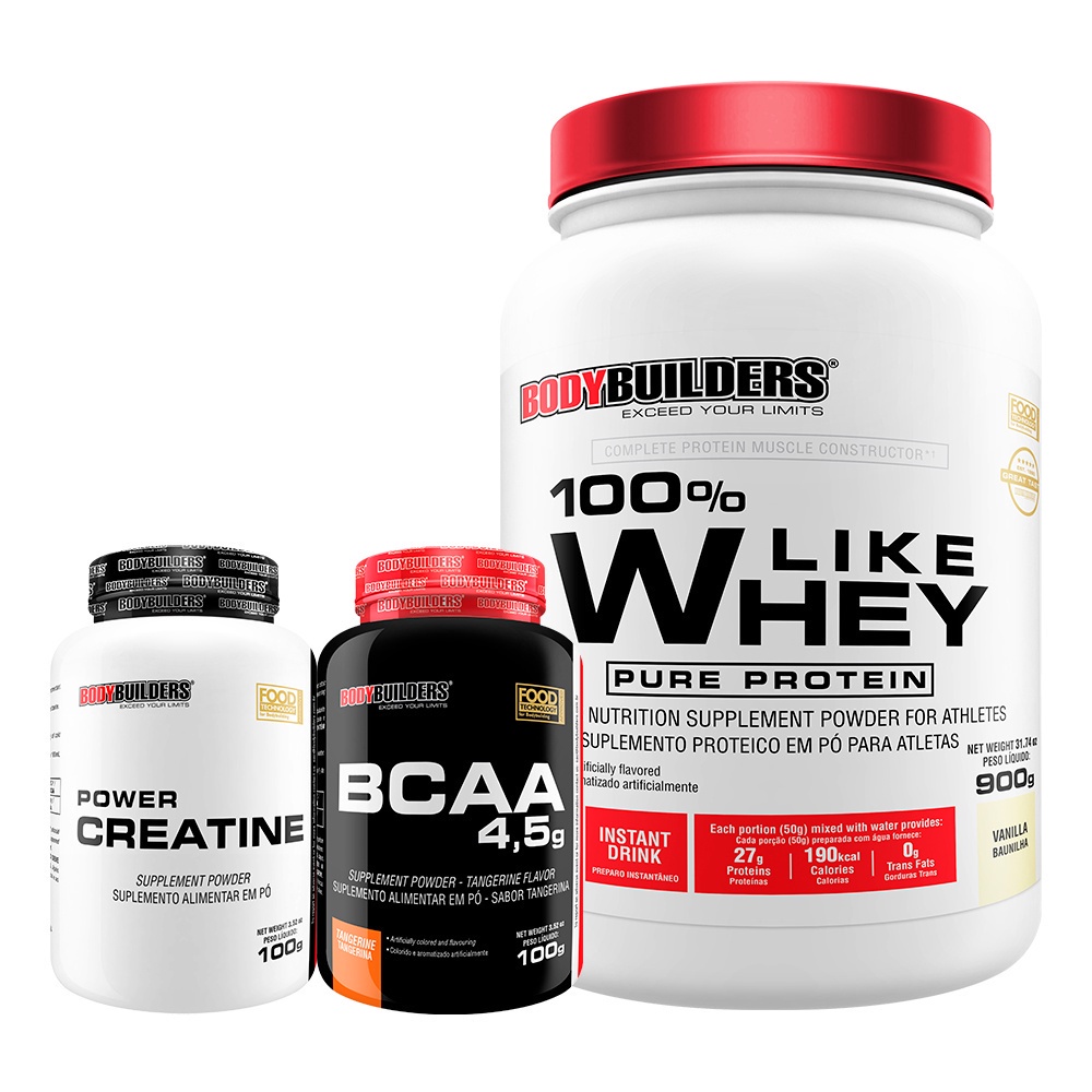 Kit Like Whey 900g Bcaa Creatina Bodybuilders Shopee Brasil