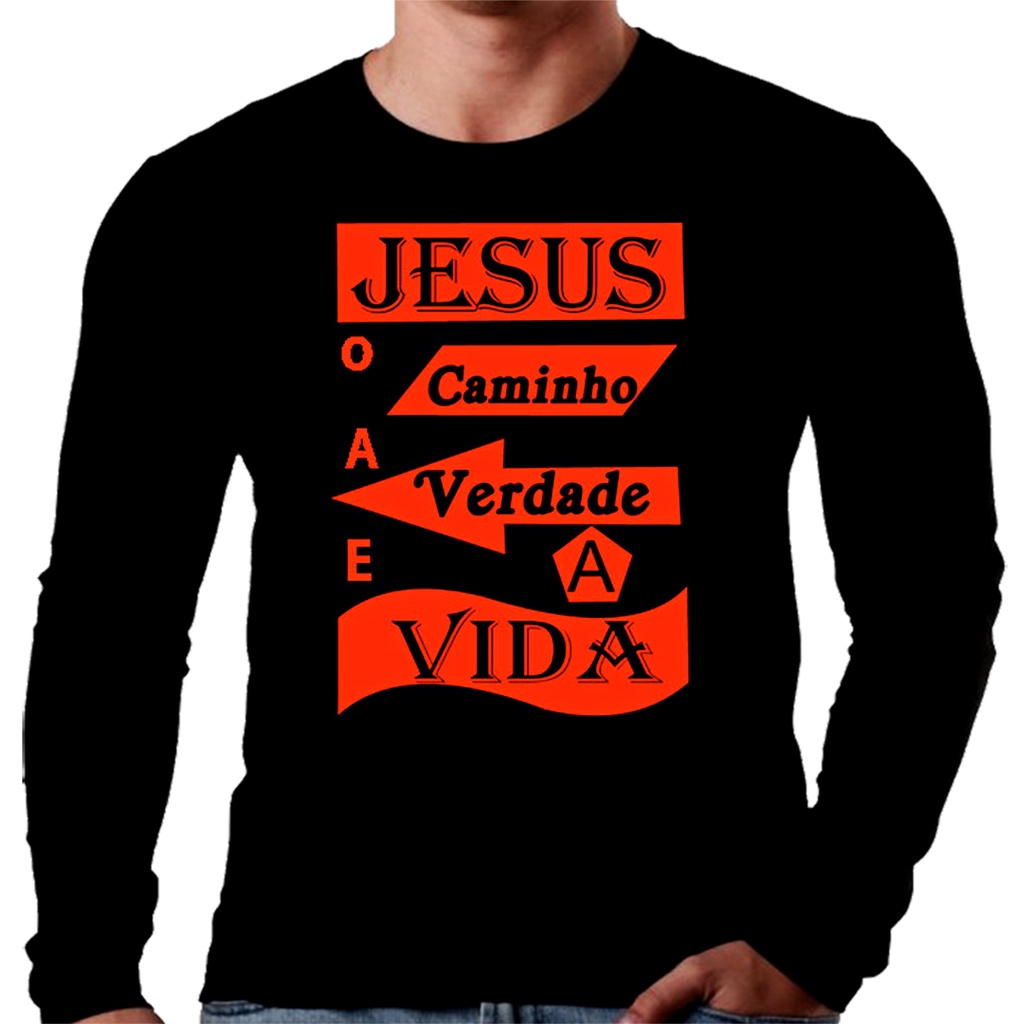 Camiseta Manga Longa Jesus o Caminho Ref=39 | Shopee Brasil