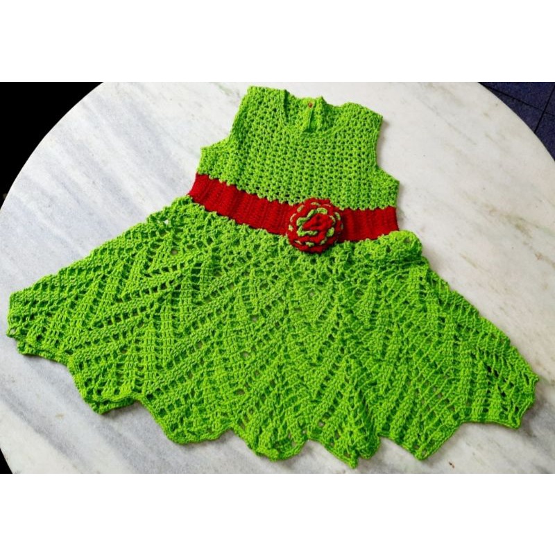 Vestido de Crochê Infantil Verde Claro