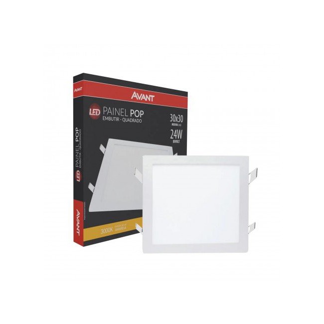 Painel LED 24W Avant Quadrado Embutir Branco Quente 3000k (AMARELA)