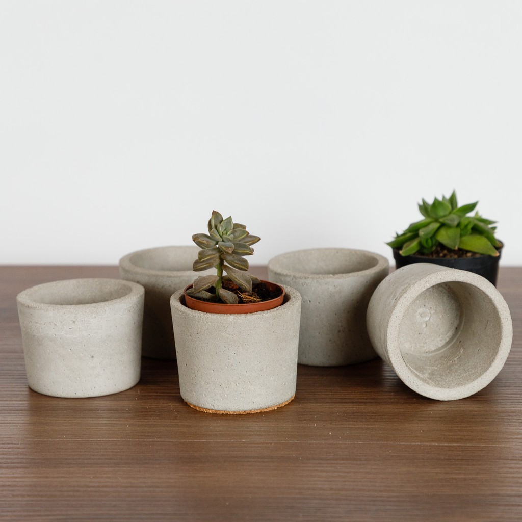 Vaso de Concreto Redondo Pequeno Cimento Artesanal