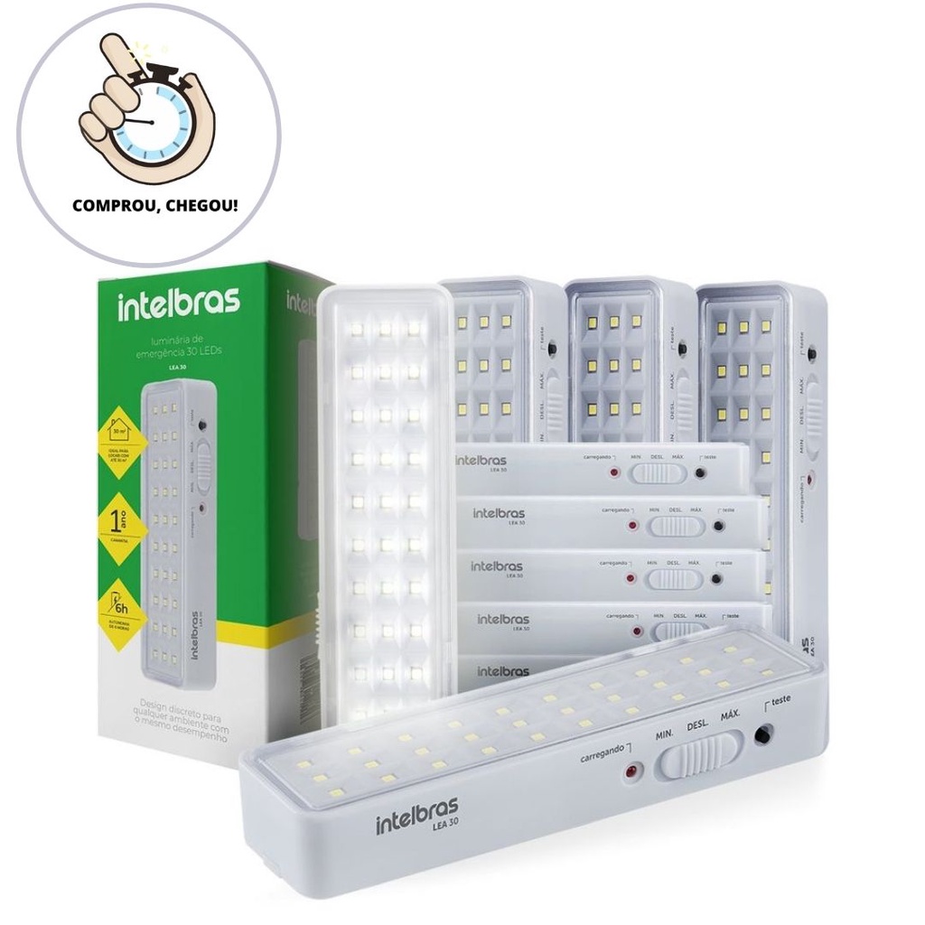 Luminaria De Emergencia Intelbras Lea 30 Led Lampada 6 Hrs Kit 10