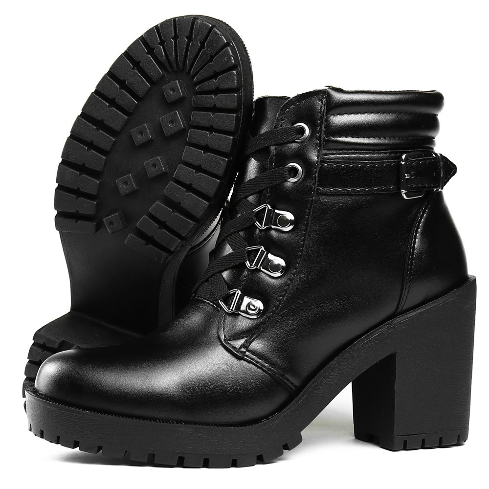 Bota coturno pass way tratorada bota alto store grosso moda preto